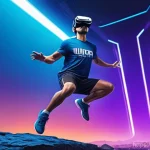 가상현실 장애물 코스 - **Prompt 1: Dynamic VR Obstacle Course Challenge**
"A young adult, dressed in modern, athletic s...